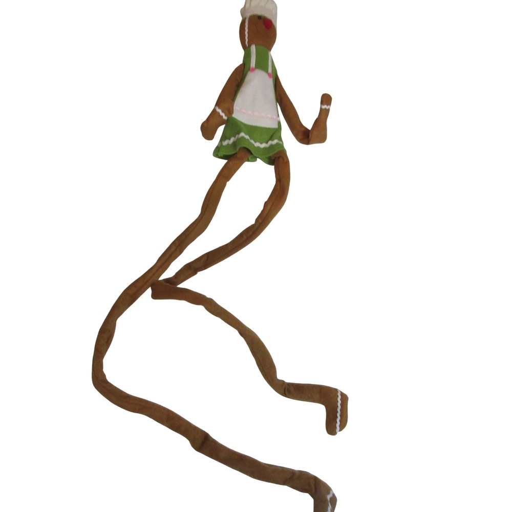 Nantucket X-Mas Gingerbread Girl Plush 47" Long Poseable Wire Legs Decor